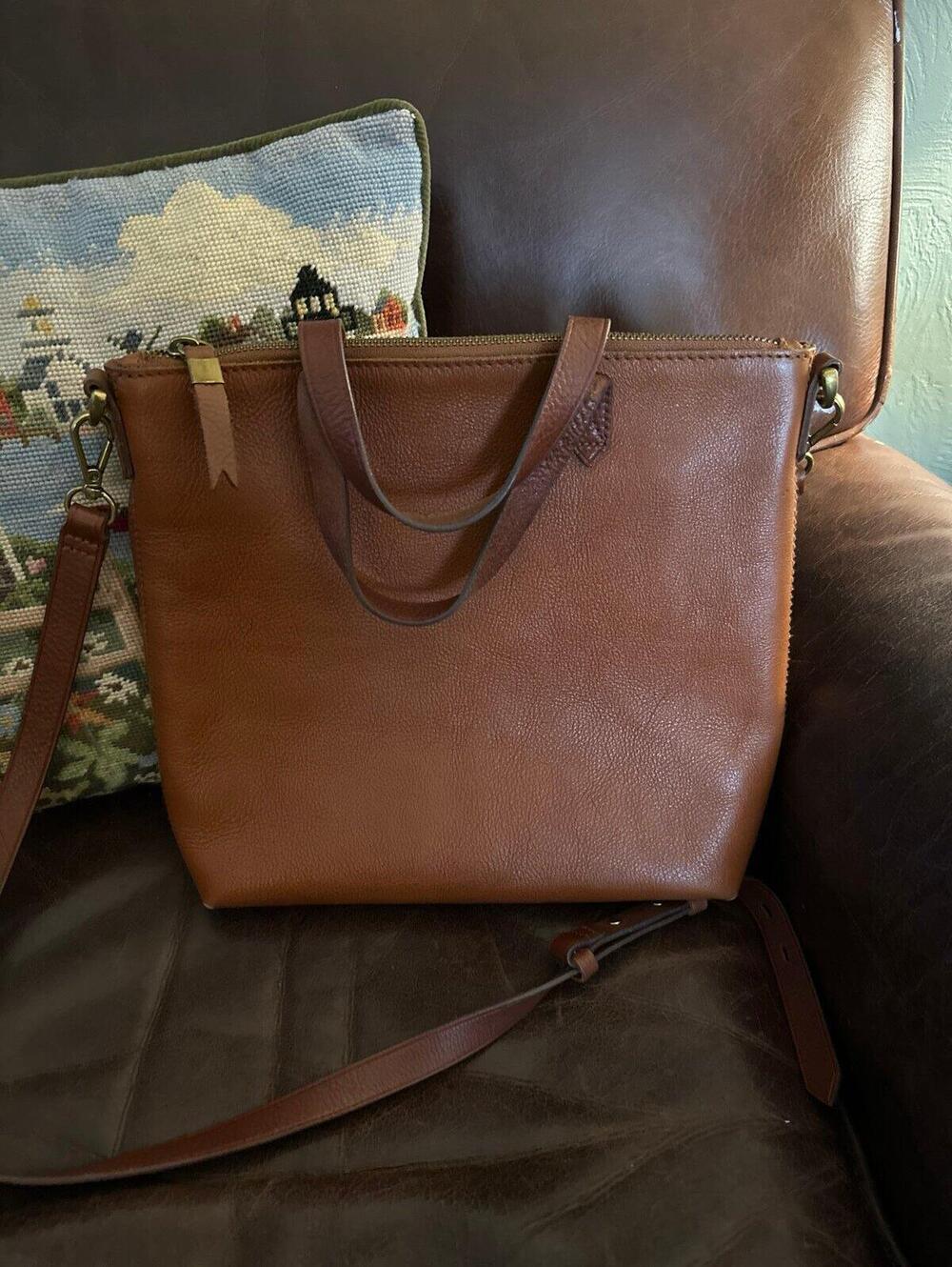 Madewell Leather Zip Top Small Transport Tote